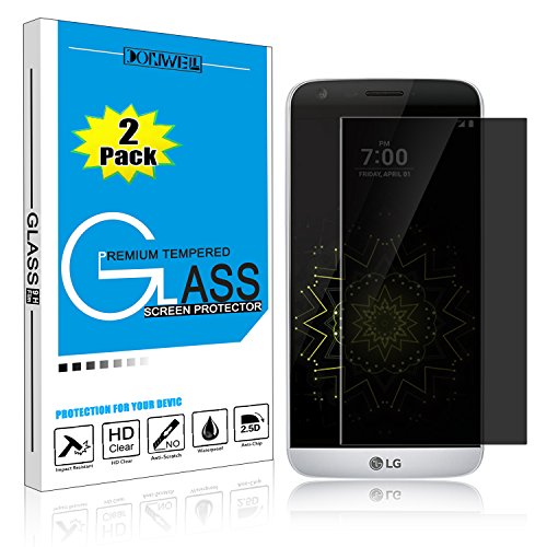[2 PACK] LG G5 Screen Protector, DONWELL Shield Privacy Anti-Spy Tempered Glass Screen Protector for LG G5/H820//H830/H845/H850/US992/LS992/G5 se [Anti-Fingerprint] [Bubble Free] [Scratch-Resistant]