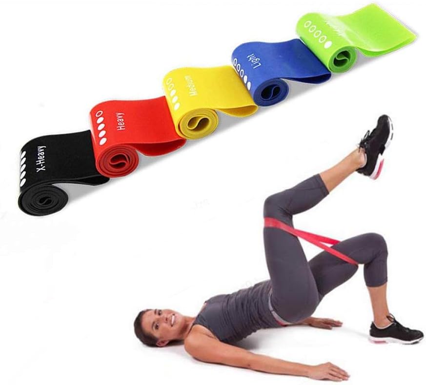 Resistance Loop Exercise Bands Set of 5 gym exercise equipment Perfect for Legs Butt Glutes Yoga,Crossfit Fitness Physical Therapy Mini Home Equipment Women