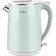 MEISON Electric Kettle, 1.7 L Double Wall Food Grade Stainless Steel Interior Water Boiler, Coffee Pot & Tea Kettle, Auto Shut-Off and Boil-Dry Protection, 1200W, 2 Year Warranty(Blue)