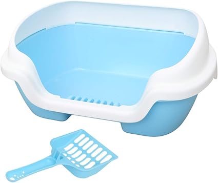 Balacoo 1 Bac A Litiere Semi Ferme En Plastique Pour Chat Avec Couvercle Bleu Amazon Fr Cuisine Maison