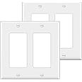BESTTEN 2 Pack 2-Gang Decorator Wall Plate, cUL Listed Receptacle Outlet Cover, Unbreakable Polycarbonate Light Switch Cover,
