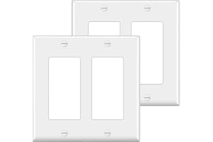BESTTEN 2 Pack 2-Gang Decorator Wall Plate, cUL Listed Receptacle Outlet Cover, Unbreakable Polycarbonate Light Switch Cover,