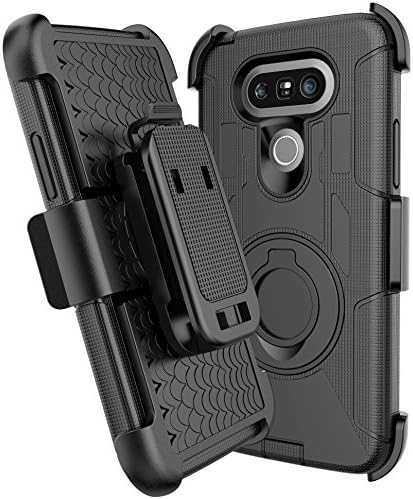 LG G5 Case, E LV LG G5 Case Cover - Dual Layer Armor Defender Protective Case Cover with kickstand and Belt Swivel Clip for LG G5 - [BLACK]