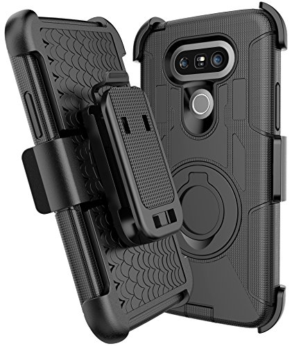 LG G5 Case, E LV LG G5 Case Cover - Dual Layer Armor Defender Protective Case Cover with kickstand and Belt Swivel Clip for LG G5 - [BLACK]