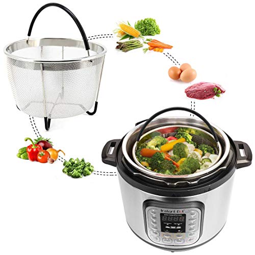 Bonison Stainless Steel Steamer Basket for Instant Pot, with Silicone Wrapped Handle, Custom Fit for 5/6 QT or 8 QT InstaPot Pressure Cooker. Perfect for Steam Egg, Meat, Veggie. (8 QT)