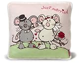 Pillow / Cushion Just Married, 35 X 35 Cm, Bride and Groom Mouse By Nici by JUST MARRIED