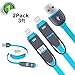 Eashion Retractable 2-in-1 3FT Lightning to USB Cable With Micro USB Connector Nylon Braided Cable Compatible with iPhone 7/7Plus/6s plus/6s/6 plus/6/5s/5c/5, iPad /iPod, Samsung, HTC, and More(Blue)