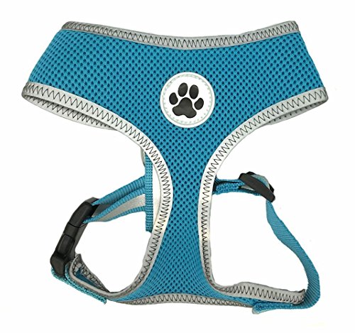 Lanyar Turquoise Reflective Mesh Soft Dog Harness Safe Harness No Pull Summer Pet Harnesses for Small Dogs,Medium Size - Thumbnail 3
