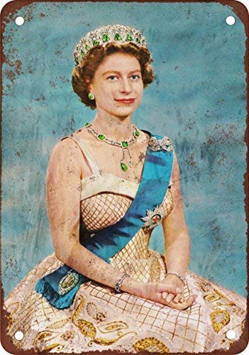 Lotusworld 1954 Queen Elizabeth II Vintage Metal Sign 8x12 inches
