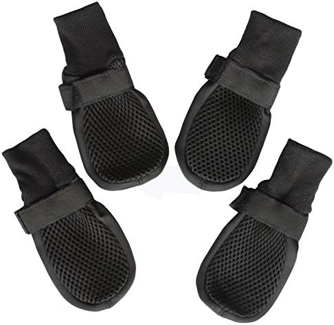 HiadoDog Shoes Boots with Mesh Nonslip Rubber Soles to Protect Hardwood Floor and Prevent Scratching Licking Small Black S
