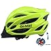 GoMax Aero Adult Safety Helmet Adjustable Road Cycling Mountain Bike Bicycle Helmet Ultralight Inner Padding Chin Protector and visor w/ Rear LED Tail Light adjust (Neon Lime with LED, Large)