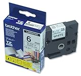 Brother 1/4 Inch x 26.2 Feet Black on White for P-Touch (TZ211)