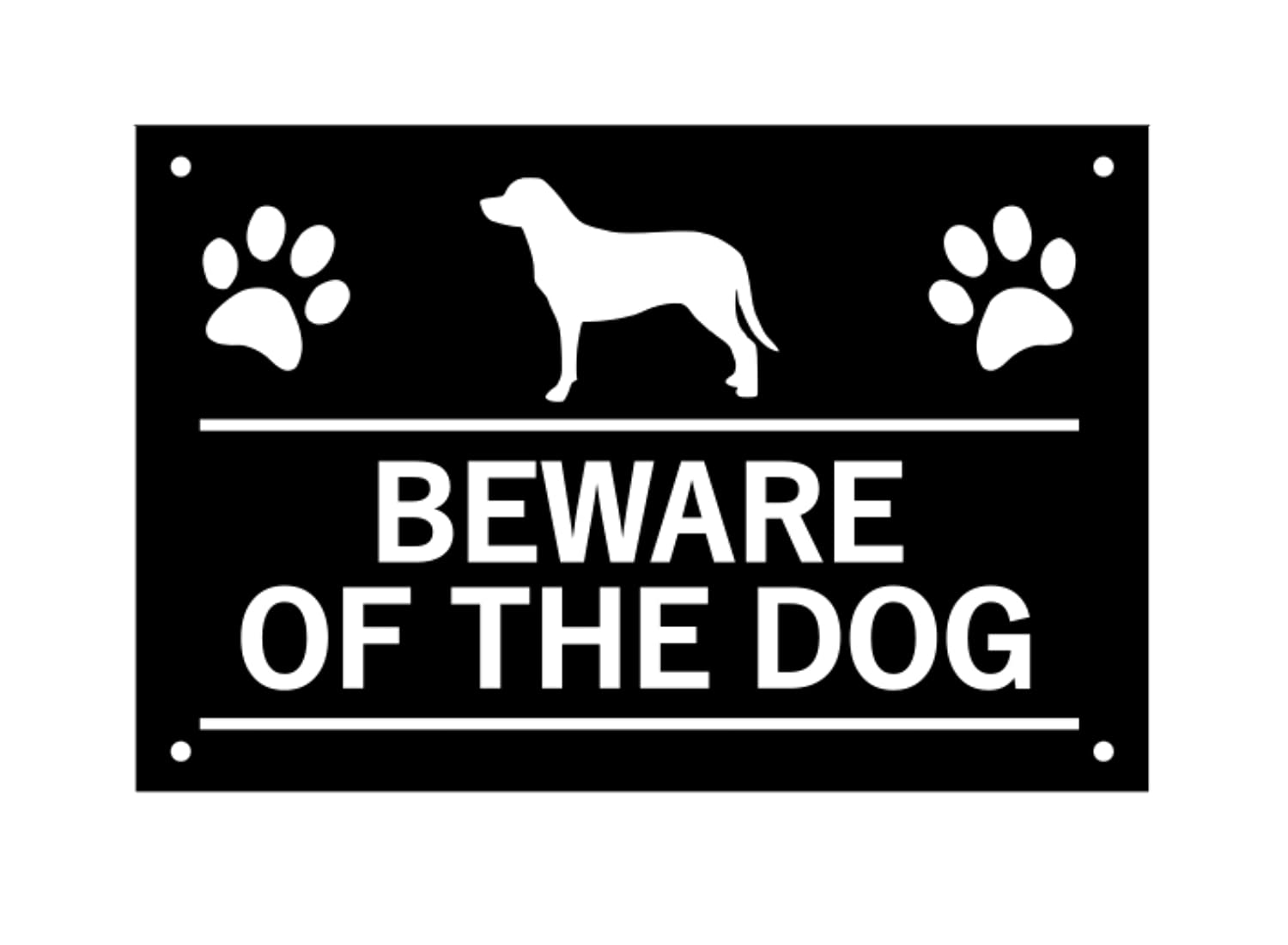 Beware of the DOG Sign, Bold Black and White, Easy to See Warning, Outdoor Notice, Deterrent Sign