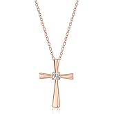 GAVU Dainty Cross Pendant Confirmation Necklace, 925 Sterling Silver Small Cross Necklace for Women