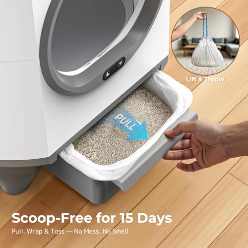 OROLEY Self-Cleaning Litter Box, Automatic Cat Litter Box with APP Control & Safety Sensor，Large Capacity Design for Multiple Cats,Built-in Deodorizing Scent Box and Garbage Bags