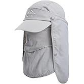 Fishing Hat Sun Cap Men Women Outdoor Hiking Hat with Removable Mesh Mask Neck Flap Cover, UPF 50+ for Sun Protection