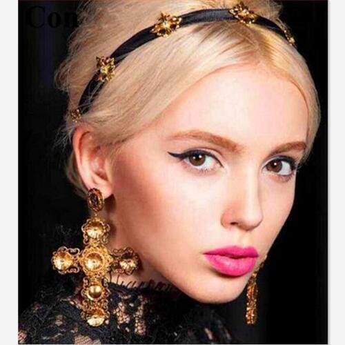 Baroque palace vintage stenciling Cross Bar nightclub singer big earrings jewelry