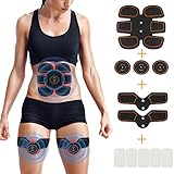 Openuyee Muscle Trainer, 3 in 1 USB Rechargeable Abdominal Toning Belt Abs Belt Home Office Workout Fitness Equipment for Abdomen Arm Leg Support for Men Women (10 Extra Replacement Gels)