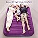 Queen Air Mattress, Inflatable Single High Airbed for Guests, Blow up Raised Air Bed for Camping with Electric Air Battery Pump, Purple
