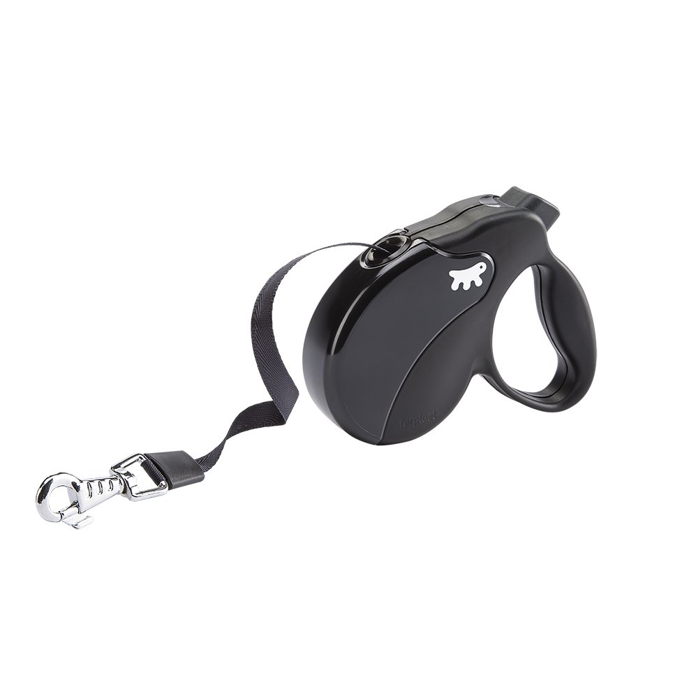 Ferplast Retractable Dog Lead Extendable Dog Leash AMIGO TAPE MINI, Extending tape, 3 m, Max 12 kg, Black