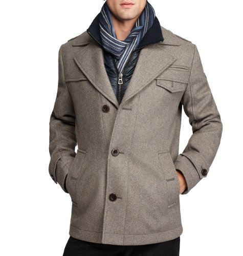 Boss Orange by Hugo Boss Men's Ofanta Wool Jacket Pea Coat-Grey-44