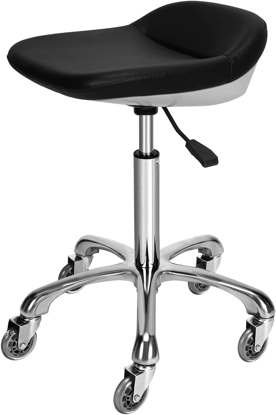 Mcdoofly Elegant Rolling Barber Stool Swivel Salon Stool Adjustable Home Office Stool Chair with Wheels,Black: Furniture & Decor