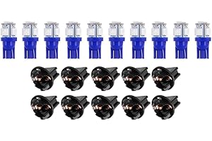cciyu (10) T10 5-5050-SMD PC194 Blue LED Bulb Instrument Panel Cluster Dash Light Twist Lock Socket