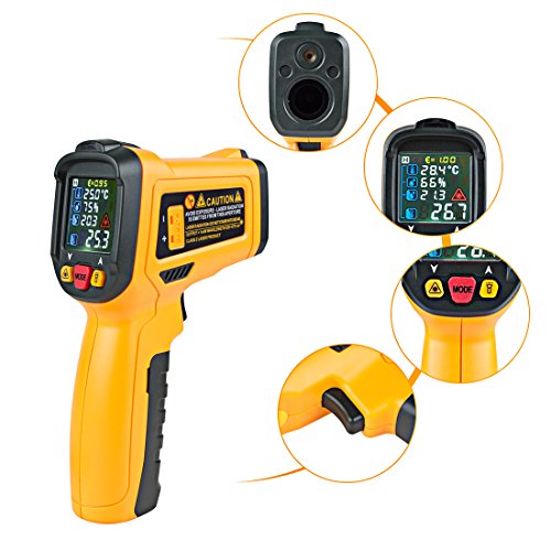 uxcell Temperature Gun Non-Contact Digital Laser Infrared Thermometer GUN -58-1472 Fahrenheit (-50-800 Celsius) Temp Handheld Yellow Black - Thumbnail 2