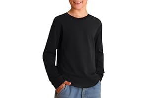 ZDC Boys Long Sleeve Shirts Kids Crewneck T Shirts Fall Tops Casual Basic Tees Clothes 5-14 Years