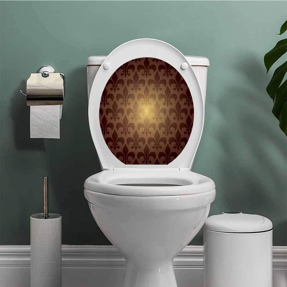 Amazon Com Despkon Home Fleur De Lis Toilet Seat Tattoo Cover Royal Lily Flower Inspired Floral Baroque Style Dark Pattern Modern Decorative Art Vinyl Bathroom Decor Brown W12xl14 Inch Home Kitchen