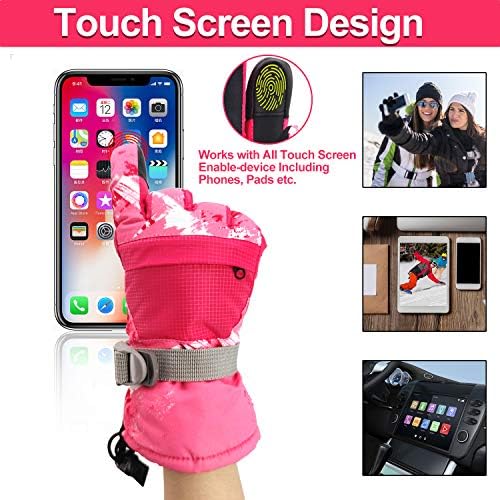 Colorful children's gloves hanging on a door handle.