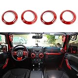 Opar 4PCS/Set Red Air Conditioning Vent Cover Trim for 2011 - 2017 Jeep Wrangler JK