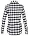 Luna Flower Simple Roll Up Sleeve Plaid Checker Flannel Shirt Tops 094-Black_White US S