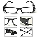 Fashion Design Optics Led Reading Glasses Light Glasses Oculos Degree Unisex Eyeglasses +1.0, +1.5, +2.0, +2.5, +3, +3.5, +4 (+2.5, BLACK)