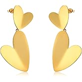 Kaleido Fashion 18K Gold Plated Dainty Heart Earrings for Women - Hypoallergenic Statement Jewelry for Daily Wear, Wedding, Party, Office