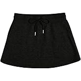 SHENHE Women's Drawstring Sweat Skirt Mid Waist Casual Mini Skirt with Pockets