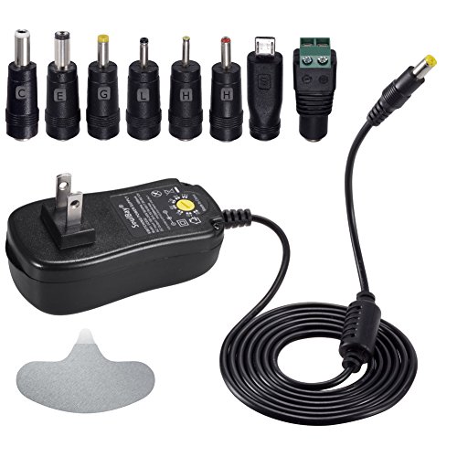 SoulBay [Upgraded Version] Universal AC/DC Adapter Multi-Voltage Regulated Switching Power Supply With 8 Selectable Adapter Plugs, For 3V To 12V Home Electronics - 2Amps Max