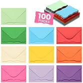 100 Pack Mini Cards with Envelopes, Small Colorful Blank Note Cards with Self-Adhesive Envelopes, Prayer Board Suppies, Tiny 
