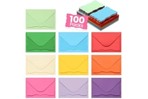 XXINMOH 100 Pack Mini Cards with Envelopes, Small Colorful Blank Note Cards with Self-Adhesive Envelopes, Prayer Board Suppies, Tiny Business Card Envelopes(4 x 2.7 Inches, 10 Colors) (Multicolored)