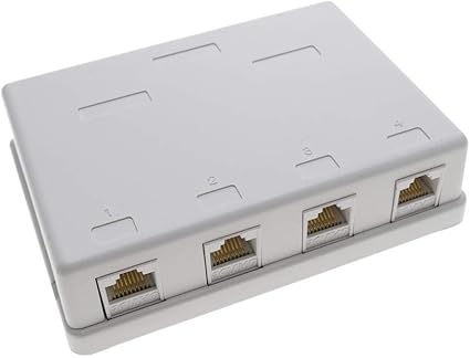 BeMatik - Caja de superficie de 4 RJ45 Cat.5e UTP: Amazon.es: Informática