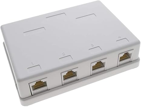 BeMatik - Caja de superficie de 4 RJ45 Cat.5e UTP: Amazon.es: Informática