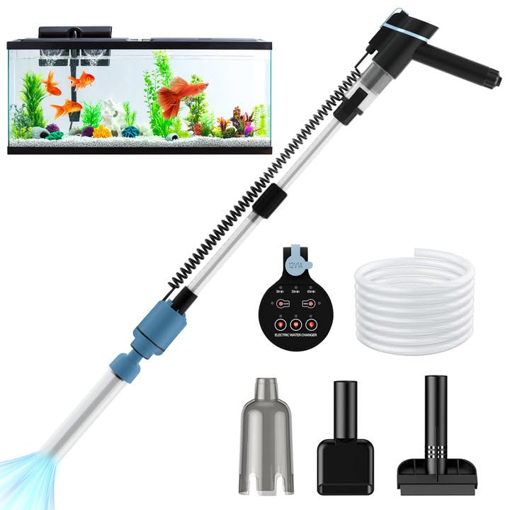 Photo 1 of BOSTANA Aquarium Vacuum Gravel Cleaner,24W Electric Fish Tank Cleaning Tools,Multifunctional Fish Tank Gravel Cleaner Vacuum for Water Changer Wash Sand Circulation (Blue+Black)