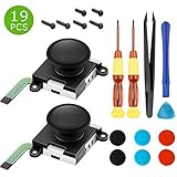 Analog 3D Joystick for Left Right Joy Con Controller,Replacement for Nintendo Switch Joycon ThumbStick Controller - Professional NS Repair Tool Set with Tweezer Screwdriver Pry Tool(19 in 1)