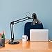 LE Swing Arm Desk Lamp, C-Clamp Table Lamp, Flexible Arm, Classic Architect Drawing Clamp-on Desk Lamp, Black Painted with Metal Clamp, UL Plug (Black - Metal Arm Joint) (Clamp)