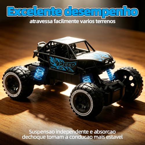Carro de controle remoto off-road, recarregável, para todos os tipos de terreno, com faróis, brinquedo infantil para atividades ao ar livre, adequado para meninos e meninas de 6 a 12 anos.