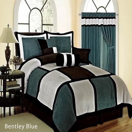 Amazon Com Bentley 7 Piece Comforter King Size Blue Home
