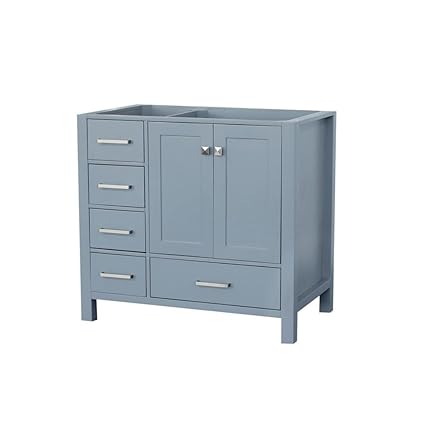 Amazon Com Ariel 36 Inch Grey Bathroom Vanity Base Cabinet With