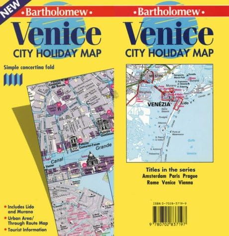 Bartholomew Venice city holiday map: Simple concertina fold : includes Lido and Murano, urban area-through route map, tourist information (Bartholomew Holiday City Map) Map – 1997