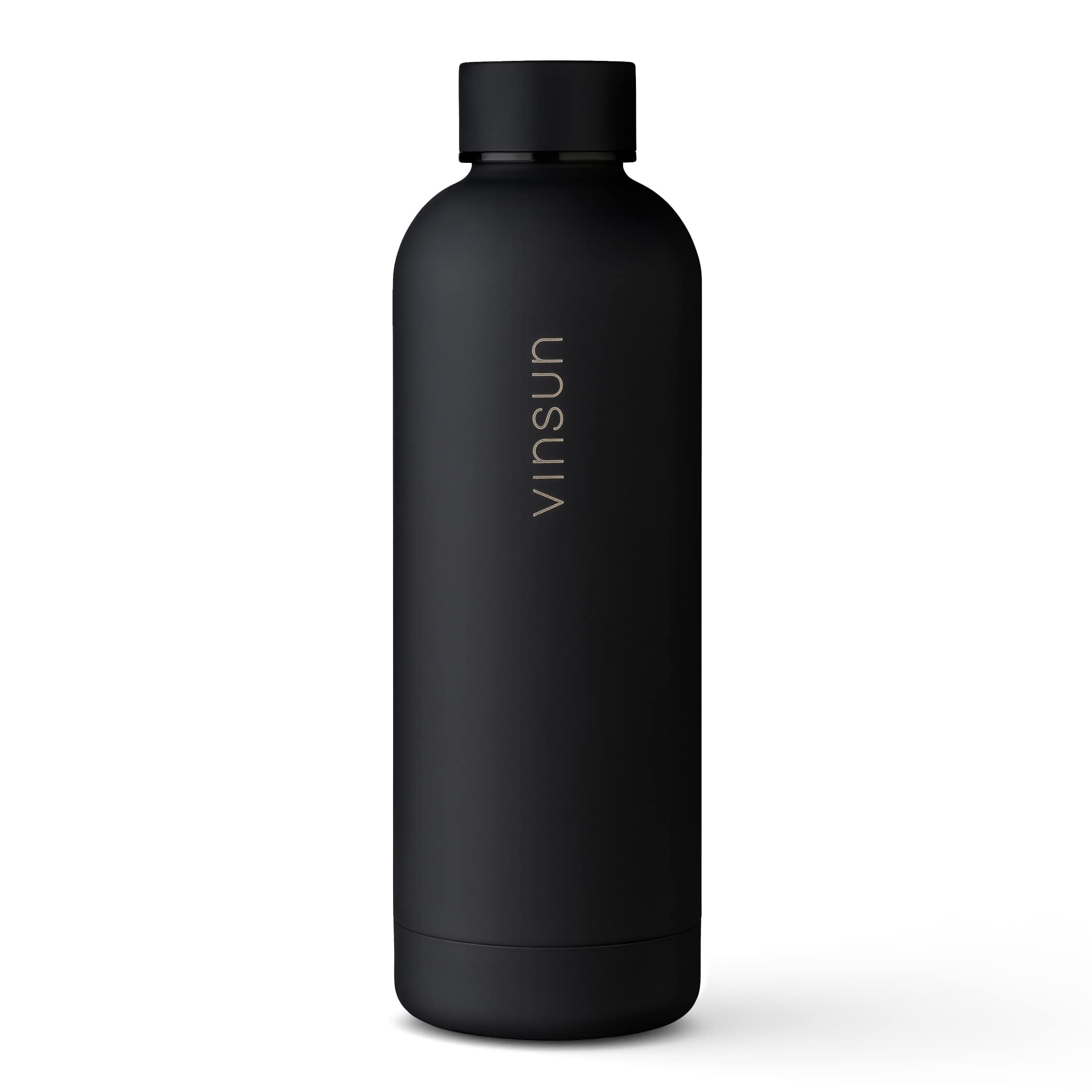 Vinsun Water Bottle Stainless Steel 500ml Anthracite - Leak Proof, BPA Free - Thermo Bottle for School, University, Bike, Office, Gym, Hiking