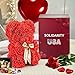 Rose Bear Teddy with Ribbon – 10” Flower Bear with 300+ Artificial Roses – Gift Boxed for Her with Balloon and Customizable Greeting Card for Christmas, Valentines Day, Anniversary and Birthday